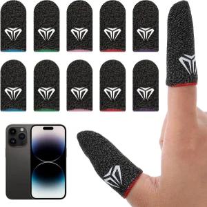 헤클리아 10팩 휴대폰 터치스크린용 모바일 게이밍 핑거 슬리브 E-스포츠 라이트 모델 실버 섬유 땀 방지