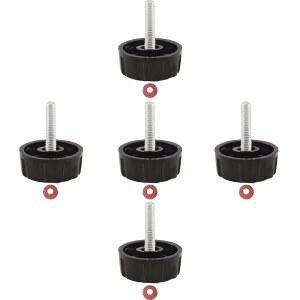 와지아콕 5pcs 범용 낚시 릴 손잡이 나사 캡, 손잡이용 블랙 너트 회전 크랭크 파워 핸들 그립용 도구