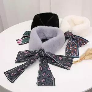 심플 스카프 퍼 머플러 쁘띠 목도리 럭셔리 페이크퍼 여성