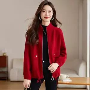 여성용 모직 추동 봄 집업 톱 코트 차이나 향기 점퍼 야구 CH3