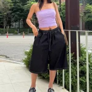 [신상오픈런]여성용 밴딩 카펜터 스티치 와이드 청반바지 (36231690)