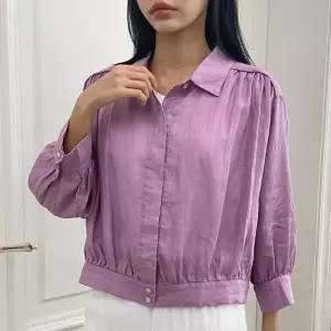 [신상오픈런]여성 린넨 버튼업 핀턱 셔링 카라 7부 자켓 (36231190)