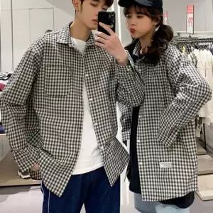 체크 남방 셔츠 커플옷 오버핏 와이셔츠 1컬러 남자남방셔츠