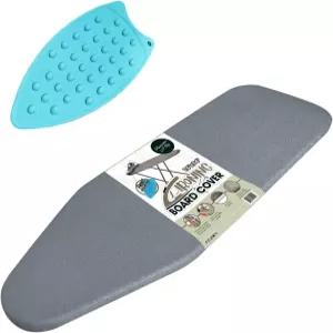 풀 사이즈 다림질 보드 커버 및 패드 15x54 (실리콘 매트 포함) 폴리에스터 코튼 메시 대형 패딩 표준 포함