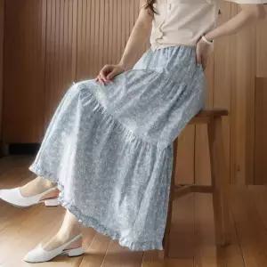 [신상오픈런]여성 프릴 꽃무늬 롱 스커트 밴딩 스타일 봄맞이 캉캉 치마 (32327909)