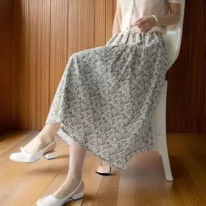 [신상오픈런]여성용 배색 플라워 롱 스커트 캉캉 디자인 봄 스타일 (32327907)