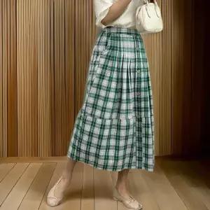 [신상오픈런]여성 허리밴딩 체크패턴 캉캉 코튼 롱스커트 (32326239)