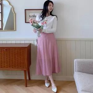 [신상오픈런]레이스 펀칭스커트 에이라인 봄하객 이중 스판치마 (31772872)