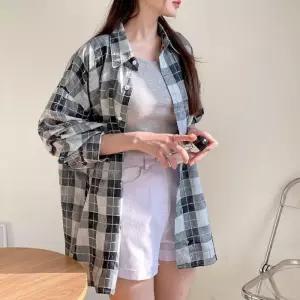 [신상오픈런]나염셔츠 봄여름 긴팔 아우터 빅사이즈 체크남방 (30090579)