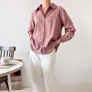 [신상오픈런]스트라이프셔츠 놈코어 젠더리스 세로줄무늬 긴팔남방 (29414910)