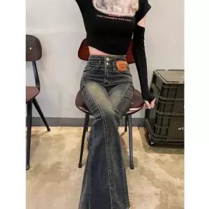 여자 회색 빈티지 빅사이즈 와이드 플레어 슬림 부츠컷 청바지 데님팬츠 봄가을 트임 하이웨스트 시멘트 CH