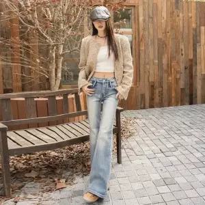 여성 워싱 로우컷 부츠컷 와이드 청바지 힙업 CH1