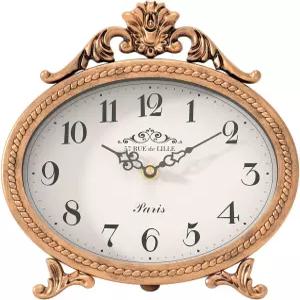 스탠드 책상 및 선반 장식 시계 프렌치 러스틱 스타일의 맨텔 메탈 프레임 앤티크 골드 마감 농가 침실