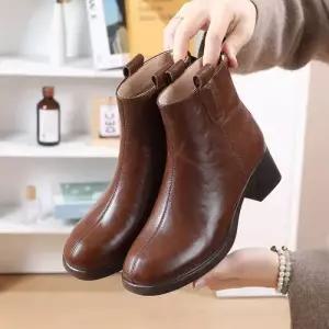 슬송렉샵 여자 부츠 플랫워커 워커 리얼 키작녀 통굽 가죽 첼시부츠 플랫폼 꾹5