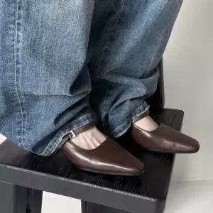 여성 빈티지 힐 소가죽 스트랩 슈즈 하이힐 메리제인 프렌치 스틸레토 일자 CH5