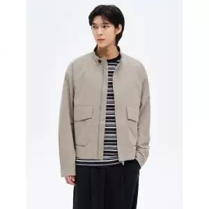 에잇세컨즈 워시드 코튼 스탠카라 숏 점퍼 베이지 416942