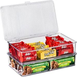 소버스 냉장고 정리함 및 뚜껑이 있는 팬트리 보관함 - 투명 플라스틱 냉동고 다목적 다용도 스태커블