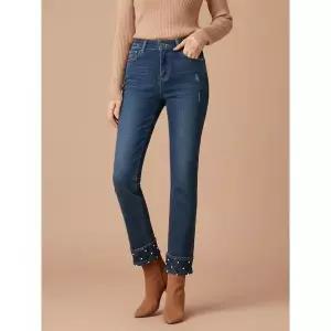 꼼빠니아밑단 롤업 퀼팅 진주 포인트 팬츠CW22DP1102167A