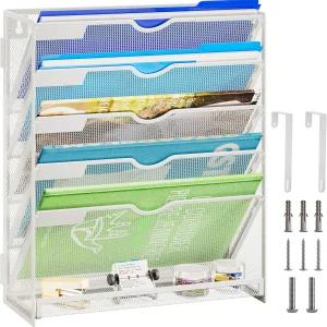 라바티노 6단 행잉 파일 정리함 메일 폴더용 월 마운트 홀더 페이퍼 매거진 사무실 홈용 수직 문서 -