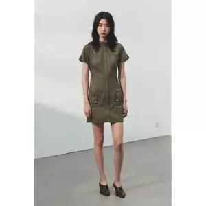 [ZARA] 자라 포켓 트렌치 원피스 - 다크 카키 3311086