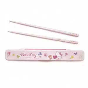 스케이터 젓가락세트 헬로키티 플라워리스 무소음 케이스세트 18cm