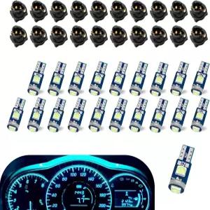 윈터록 20PCS 74 LED 전구 대시 라이트 매우 밝음 T5 37 웨지 PC74 PC37 트위스트 잠금 소켓 자동 계기판