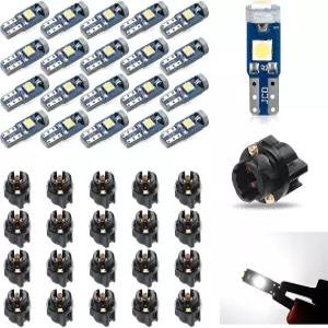 얌푸구 팩-20 T5 LED 자동차 대시보드 조명 트위스트 잠금 소켓이 있는 3030-3SMD 전구 교체 계기판 패널