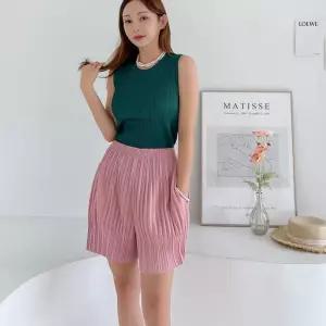[다잇템]여자 고무줄 라운지팬츠 플리츠쇼츠 반바지 (10436694A)