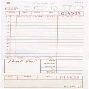 아메르케어 로얄 탄 게스트 체크 종이 영수증 책 15줄이 있는 무탄소 주문서 2부 풀림 서버 메모장 250권