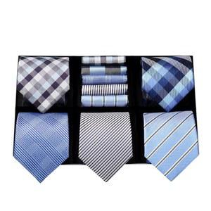 HISDERN 남성 넥타이 세트 포켓 스퀘어 정장 비즈니스 남성용 박스 5PCS 컬렉션