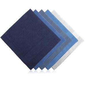 칼리오네 남성용 면 손수건 5개, 15.7인치 네이비 블루 포켓 스퀘어 행키, 스트라이프 소프트 공식 데일리 사용 가능