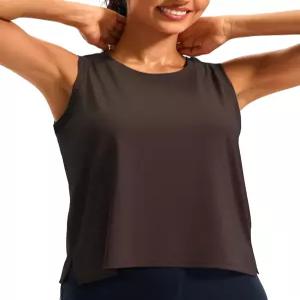 조이펠스 여성용 스 실크 크롭 운동 탱크 탑 쿨 드라이 민소매 루즈핏 요가 셔츠