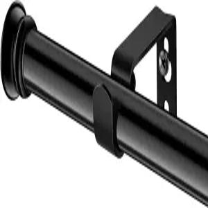 창문용 소형 커튼봉 30인치 ~ 45인치 5/8인치 표준 장식용 검은색 브래킷 포함 침실 거실 주방용으로 쉽게