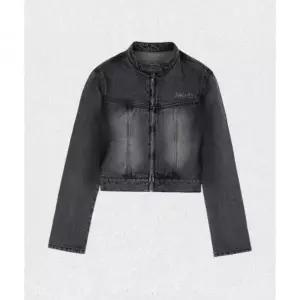 매장정품 오드스튜디오 ODDSTUDIO 샌드 워싱 바이커 데님 크롭 자켓 - BLACK OO3FFDJ101BK 1436344
