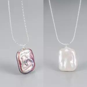 자연주의 S925 납짝 담수진수 흑진주 백진주 목걸이 bBp7+3CoS