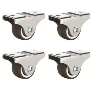 4피스 1.5 인치 소형 가구 캐스터 휠 로우 프로파일 고무 롤링 카트 서랍 용 사일런트
