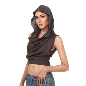 할로윈 르네상스 축제를 위한 코알스윔 종말 사막 후드 탑 민소매 드레이핑 홀터 탱크 여성 의상