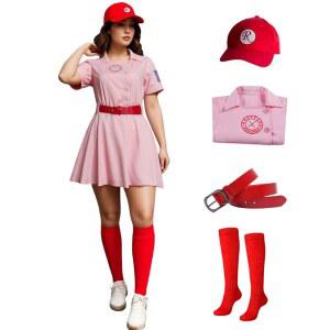 LVLING 여자 야구 리그 도티 코스튬 저지 드레스 유니폼 세트