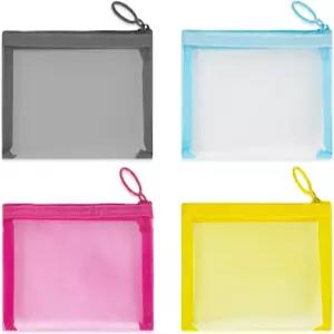 미니 메시 파우치(4팩) 지퍼 나일론 메이크업 파우치가 포함된 작은 가방 화장품 파우치 여행용 지갑