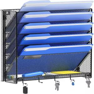 후크가 달린 OUTWOLF 행잉 월 파일 정리함 6티어 수직 마운트 홀더 사무용 종이 문서 메일