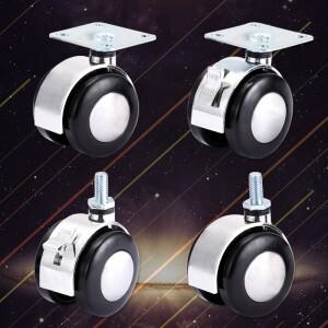 합금 회전 바퀴 가구 캐스터  트롤리 고무 보호 브레이크  의자 헤비 듀티  M8 나사/플레이트  2 인치