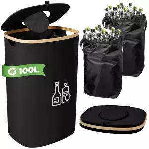 Bangleo 주방용 분리수거통 (탈착식/재사용 가능 내부 가방 포함) 뚜껑 달린 100L/26갤런 재활용 휴지통