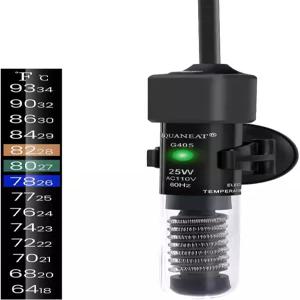 아쿠아닛 수족관 히터 25W 소형 베타 어항 온도계가 있는 미니 프리셋 물 온도 조절기