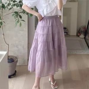 [다잇템]여자 샤스커트 귀여운 티어드 시폰 롱스커트 (10028986A)