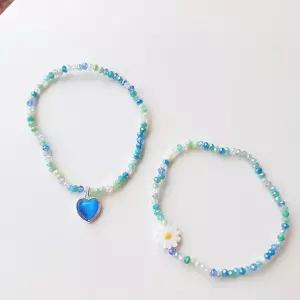 [다잇템]여자 하트 민들레 반짝 꽃무늬 비즈 멀티 팔찌 (10412757A)