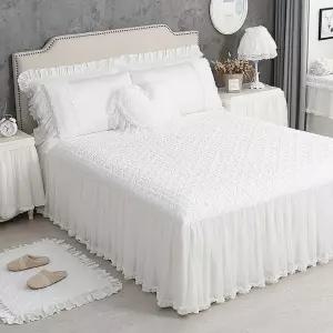 화이트 프릴 침대커버 코튼 베드스커트 침대보 누빔 유럽풍