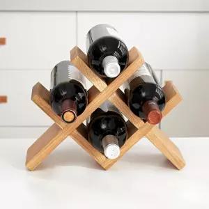 OAKERLAND 오크 우드 와인 랙 조리대 4병 프리 스탠딩 병 스탠드 홀더 가정용 주방 바 캐비닛용 디스플레이