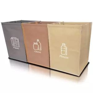 NYIKA - 재활용 정리함 재사용 가능한 봉투 분류함 쓰레기 3개의 구획 뚜껑 없는 팩