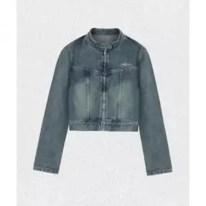 매장정품 오드스튜디오 ODDSTUDIO 샌드 워싱 바이커 데님 크롭 자켓 - BLUE OO3FFDJ101BL 1436350
