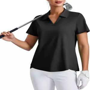 핀스파크 여성 골프 셔츠 반팔 폴로 UPF 50+ 테니스 탑 브이넥 운동 상의 칼라 액티브웨어 티셔츠
